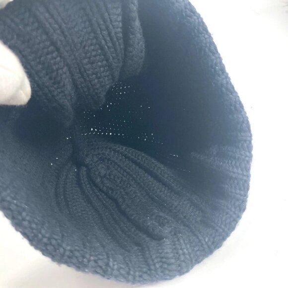LOUIS VUITTON M75377 LV logo beanie knit cap Knit hat wool Black - Picture 11 of 16